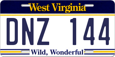 WV license plate DNZ144