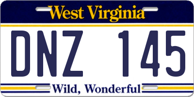 WV license plate DNZ145