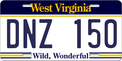 WV license plate DNZ150
