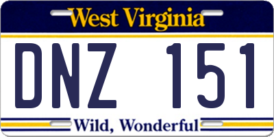 WV license plate DNZ151