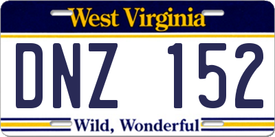 WV license plate DNZ152