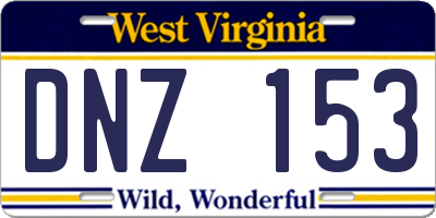 WV license plate DNZ153