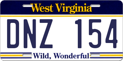 WV license plate DNZ154