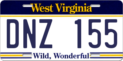 WV license plate DNZ155