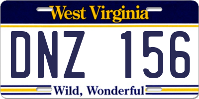 WV license plate DNZ156