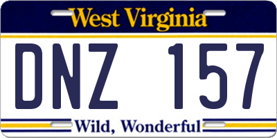 WV license plate DNZ157