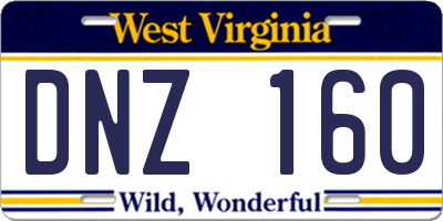 WV license plate DNZ160
