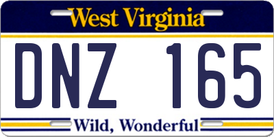 WV license plate DNZ165