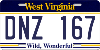 WV license plate DNZ167