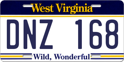 WV license plate DNZ168