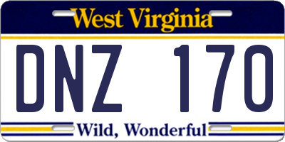 WV license plate DNZ170