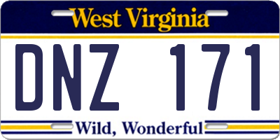 WV license plate DNZ171