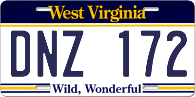 WV license plate DNZ172