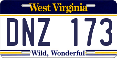 WV license plate DNZ173