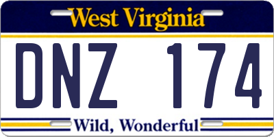 WV license plate DNZ174