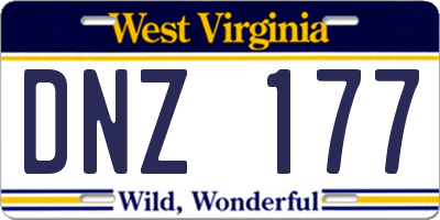 WV license plate DNZ177