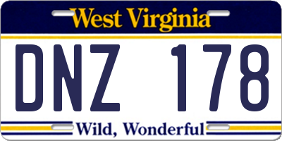 WV license plate DNZ178