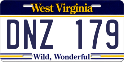WV license plate DNZ179