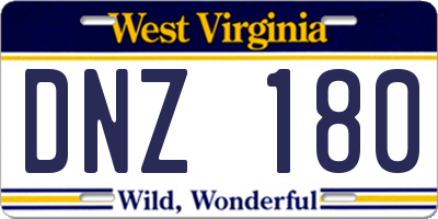 WV license plate DNZ180