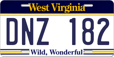 WV license plate DNZ182