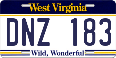 WV license plate DNZ183
