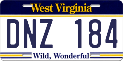 WV license plate DNZ184