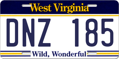WV license plate DNZ185