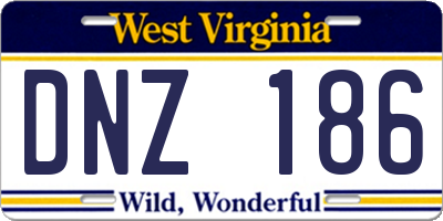 WV license plate DNZ186