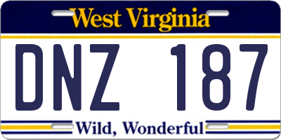 WV license plate DNZ187