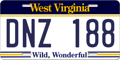 WV license plate DNZ188