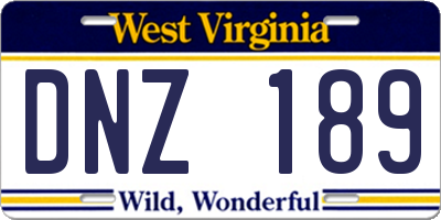 WV license plate DNZ189