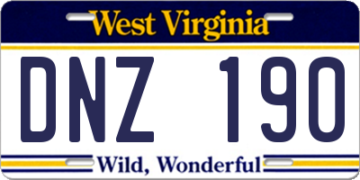 WV license plate DNZ190