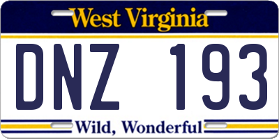 WV license plate DNZ193