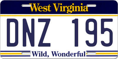 WV license plate DNZ195