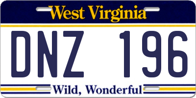 WV license plate DNZ196