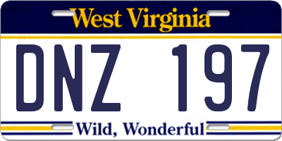 WV license plate DNZ197