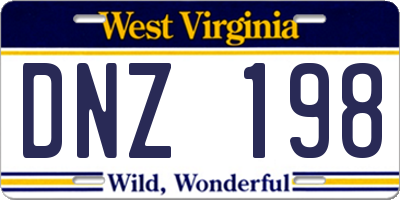 WV license plate DNZ198