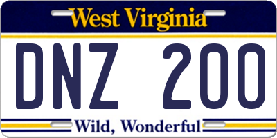 WV license plate DNZ200