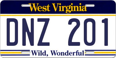 WV license plate DNZ201
