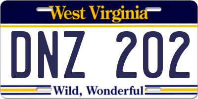 WV license plate DNZ202