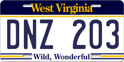 WV license plate DNZ203