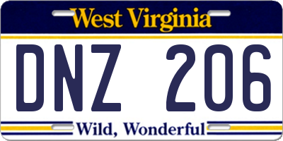WV license plate DNZ206