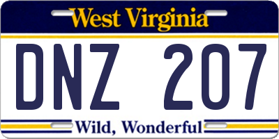 WV license plate DNZ207