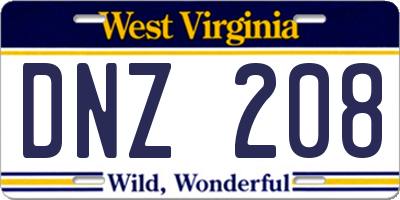 WV license plate DNZ208