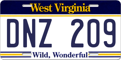 WV license plate DNZ209