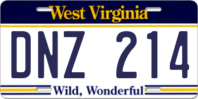 WV license plate DNZ214