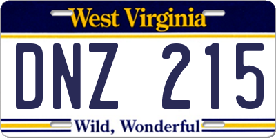 WV license plate DNZ215