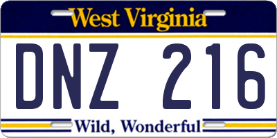 WV license plate DNZ216