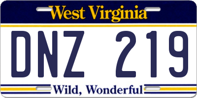WV license plate DNZ219