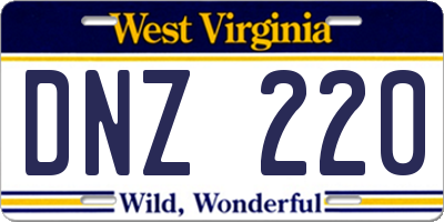 WV license plate DNZ220